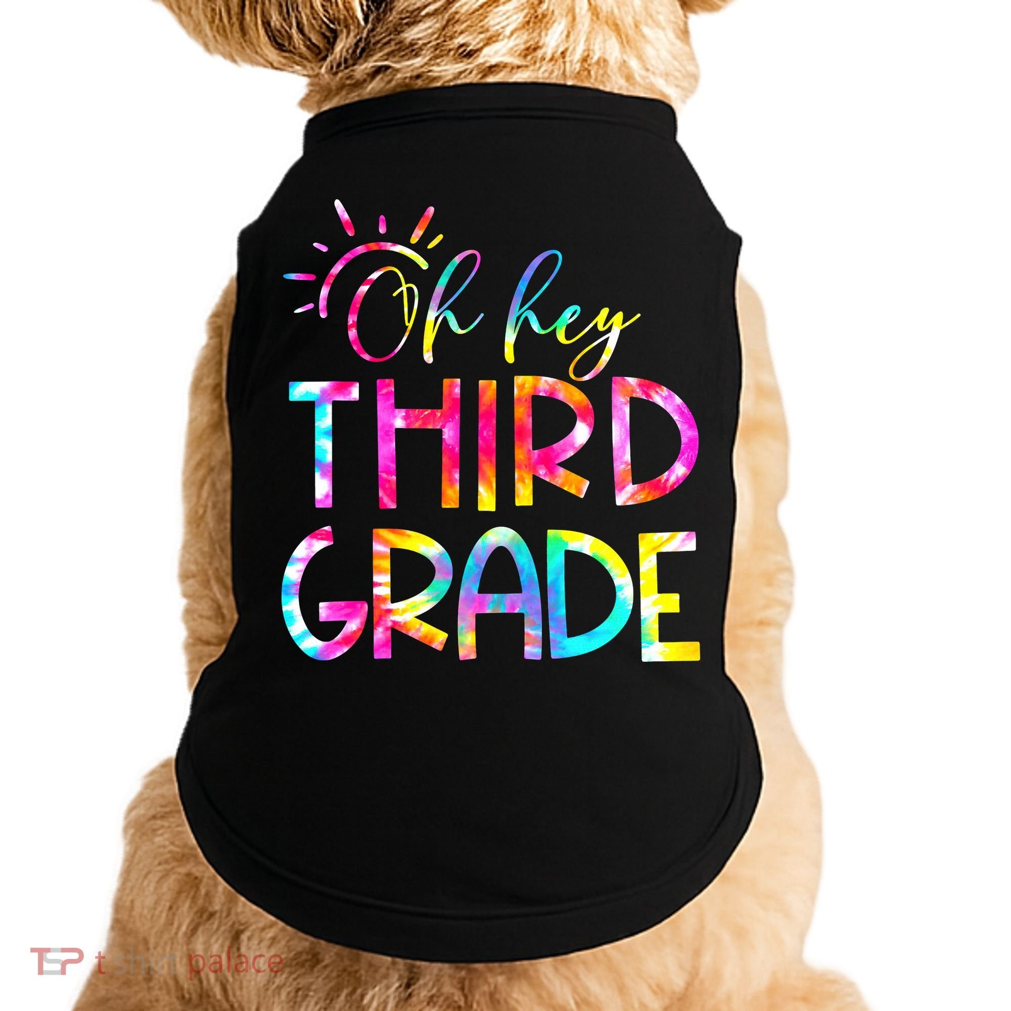 Tie Dye Hello 3rd Third Grade Teacher Student Back To School Doggie Tank