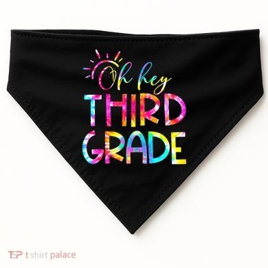 Tie Dye Hello 3rd Third Grade Teacher Student Back To School USA-Made Doggie Bandana