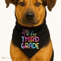 Tie Dye Hello 3rd Third Grade Teacher Student Back To School USA-Made Doggie Bandana thumb 1