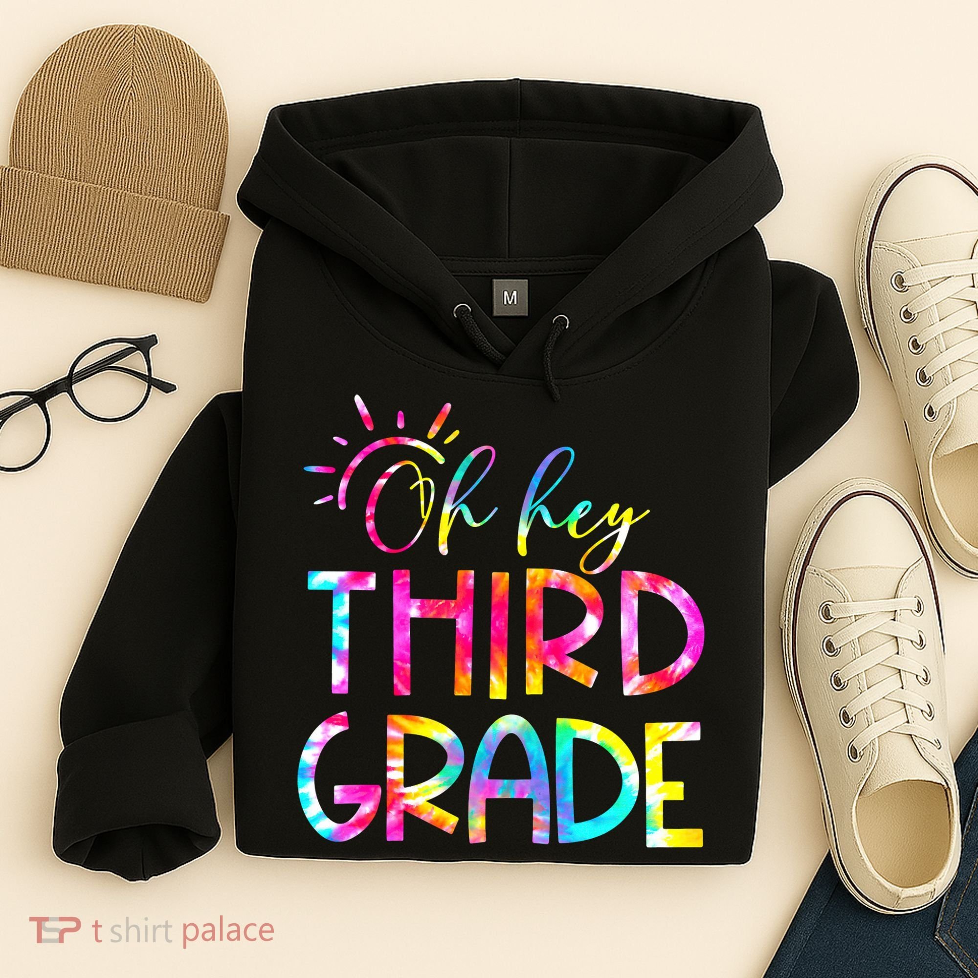 Tie Dye Hello 3rd Third Grade Teacher Student Back To School Hoodie
