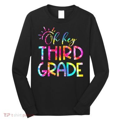 Tie Dye Hello 3rd Third Grade Teacher Student Back To School Long Sleeve Shirt