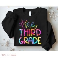 Tie Dye Hello 3rd Third Grade Teacher Student Back To School Sweatshirt thumb 2