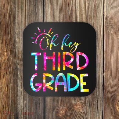 Tie Dye Hello 3rd Third Grade Teacher Student Back To School Coaster
