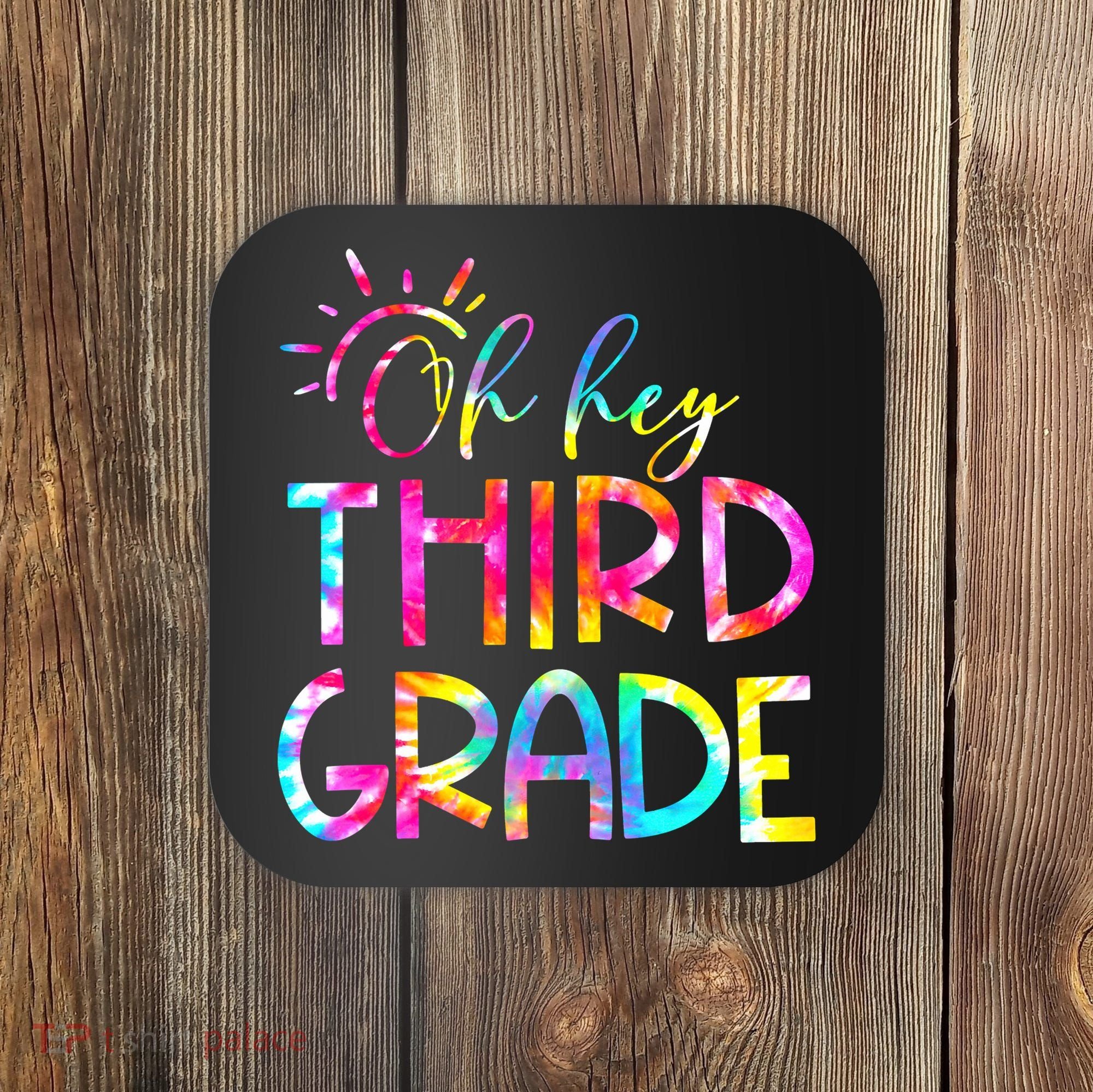 Tie Dye Hello 3rd Third Grade Teacher Student Back To School Coaster