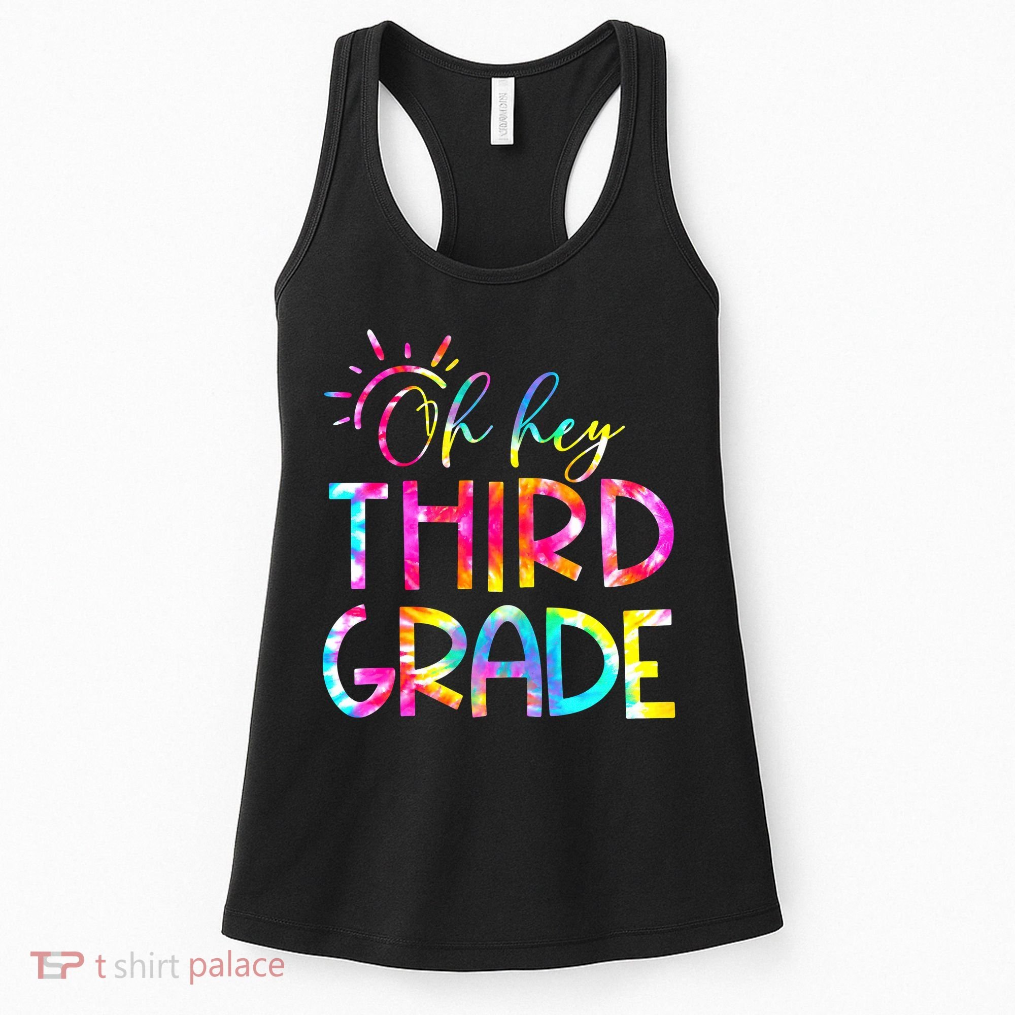 Tie Dye Hello 3rd Third Grade Teacher Student Back To School Women's Tank Top