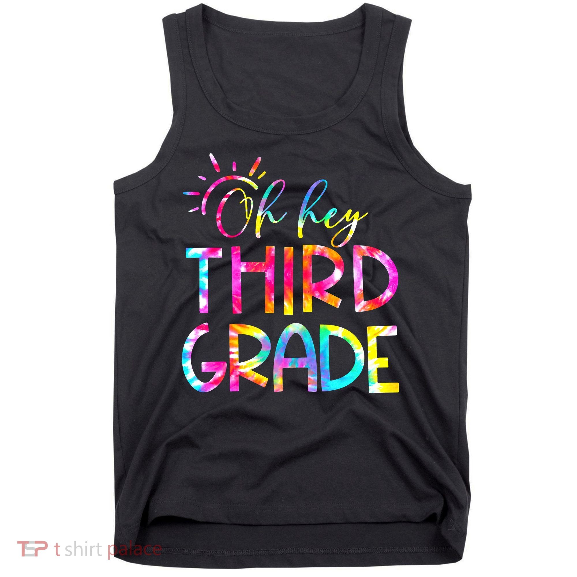 Tie Dye Hello 3rd Third Grade Teacher Student Back To School Tank Top