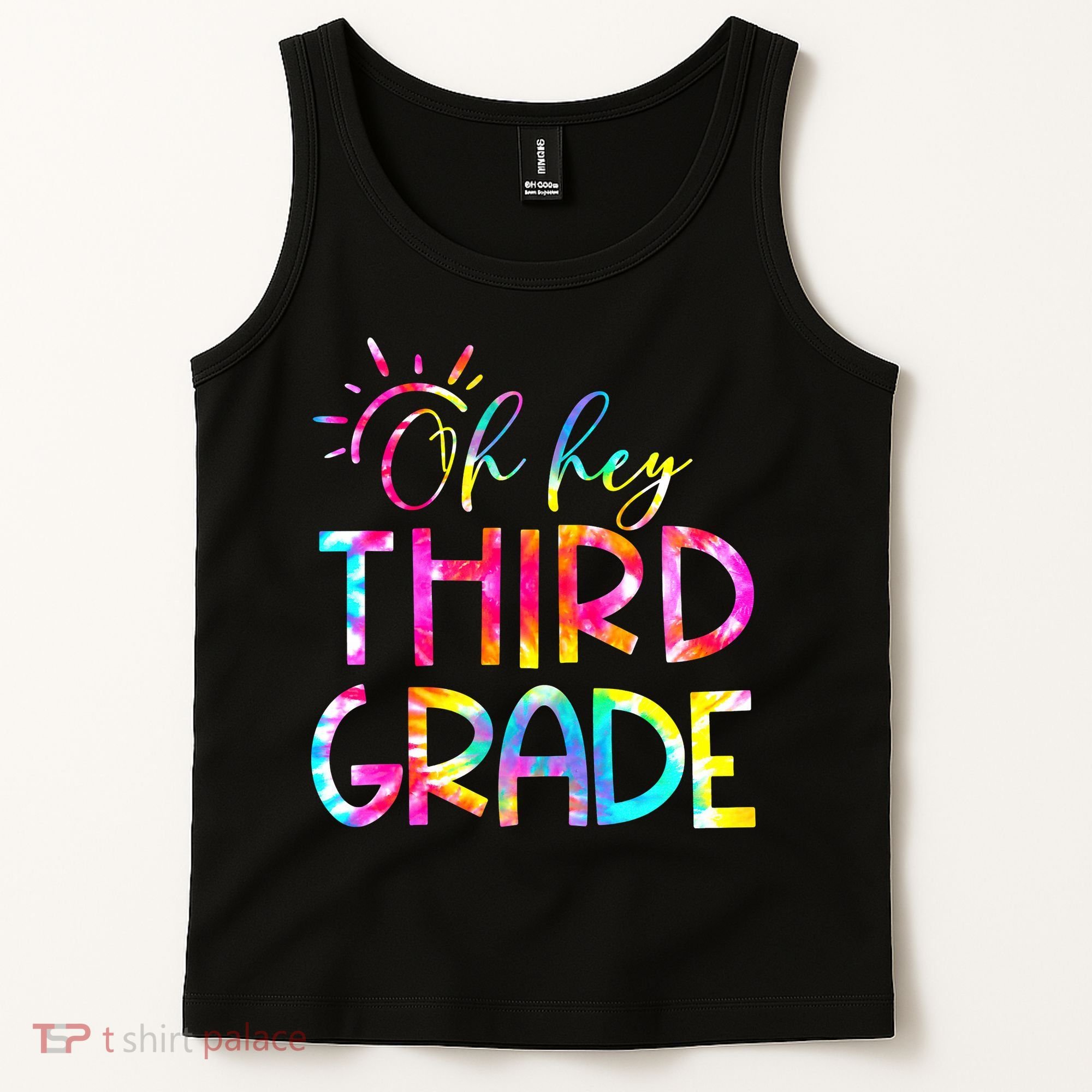 Tie Dye Hello 3rd Third Grade Teacher Student Back To School Tank Top