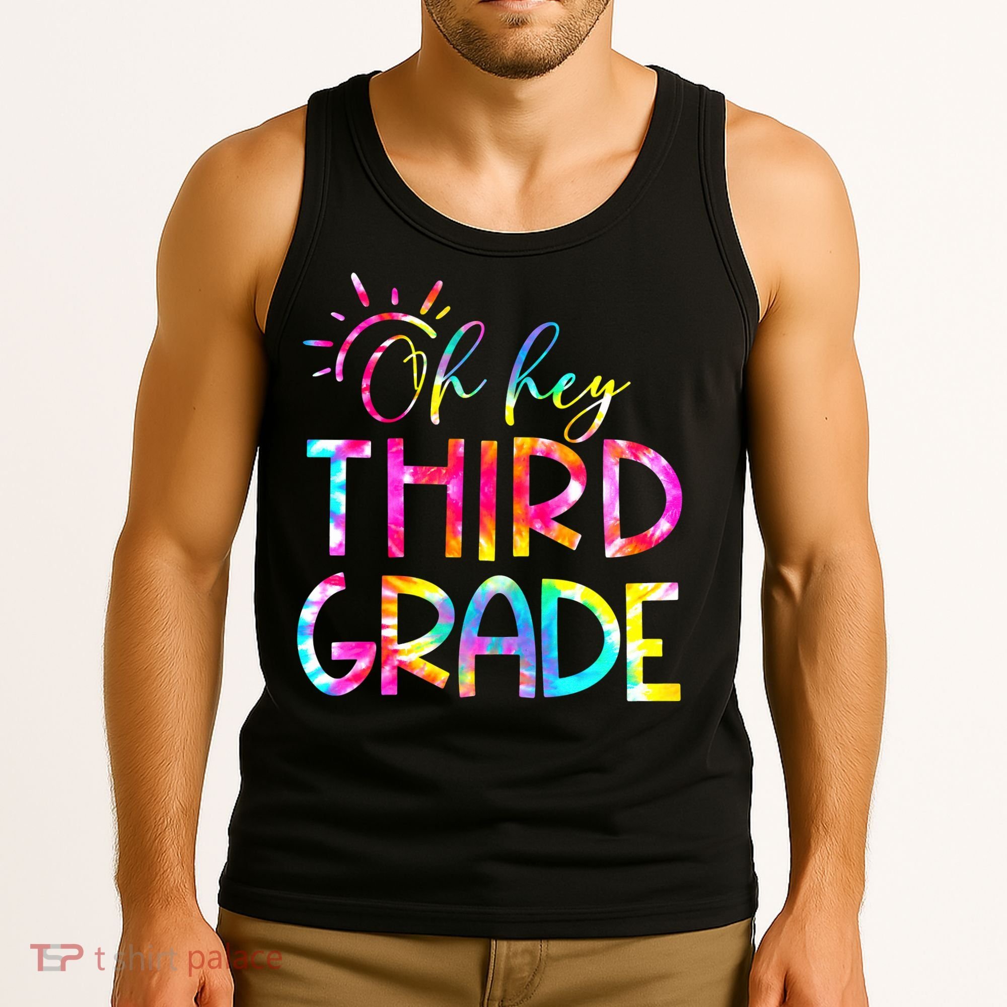 Tie Dye Hello 3rd Third Grade Teacher Student Back To School Tank Top