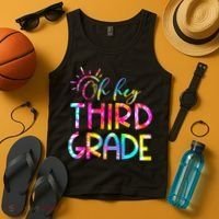 Tie Dye Hello 3rd Third Grade Teacher Student Back To School Tank Top thumb 4