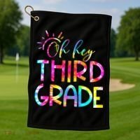 Tie Dye Hello 3rd Third Grade Teacher Student Back To School Golf Towel thumb 1