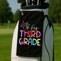 Tie Dye Hello 3rd Third Grade Teacher Student Back To School Golf Towel thumb 2