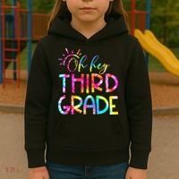 Tie Dye Hello 3rd Third Grade Teacher Student Back To School Kids Hoodie thumb 3