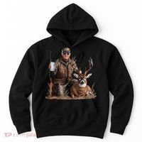 Trump Deer Hunting Donald Trump Old School Camouflage Hoodie thumb 0