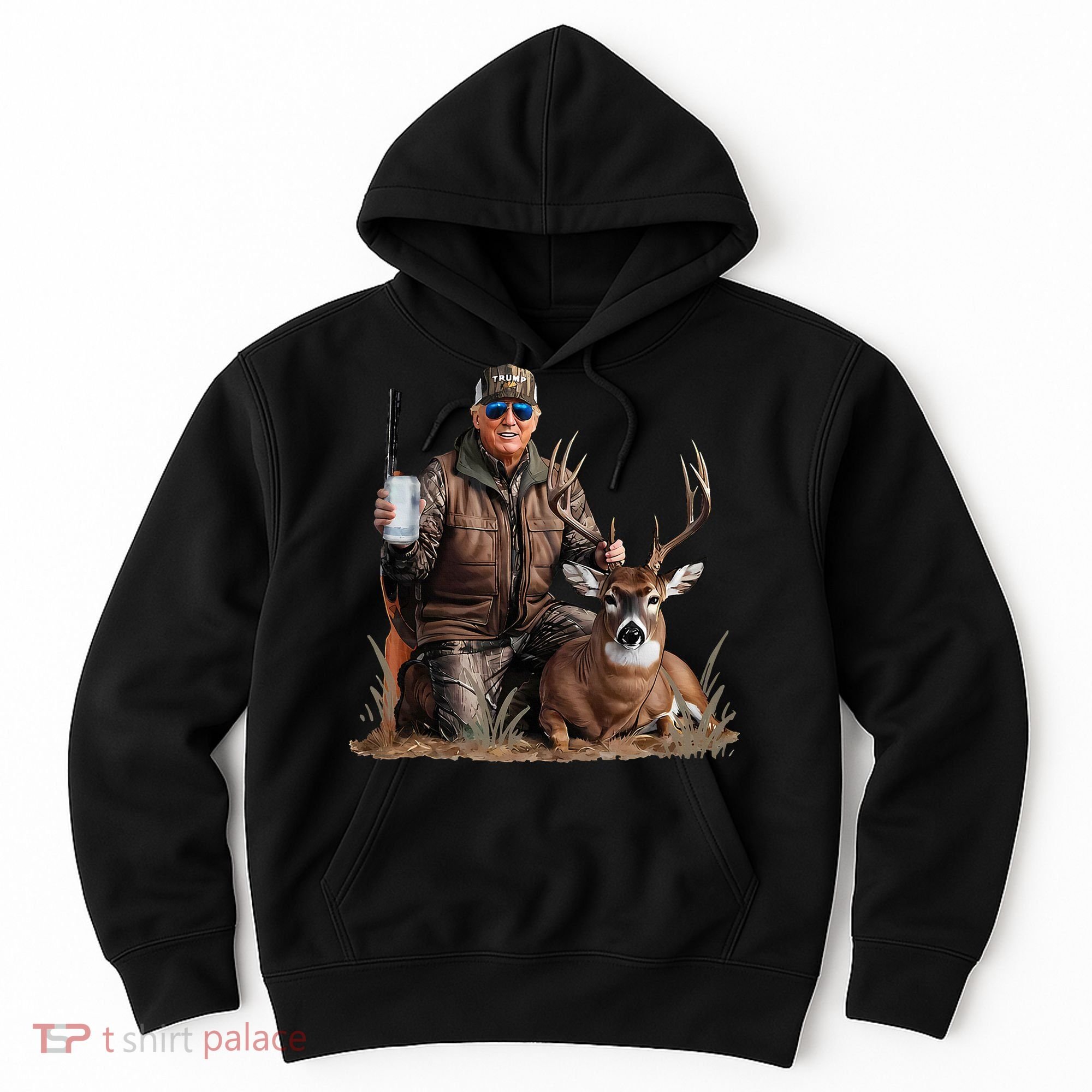 Trump Deer Hunting Donald Trump Old School Camouflage Hoodie