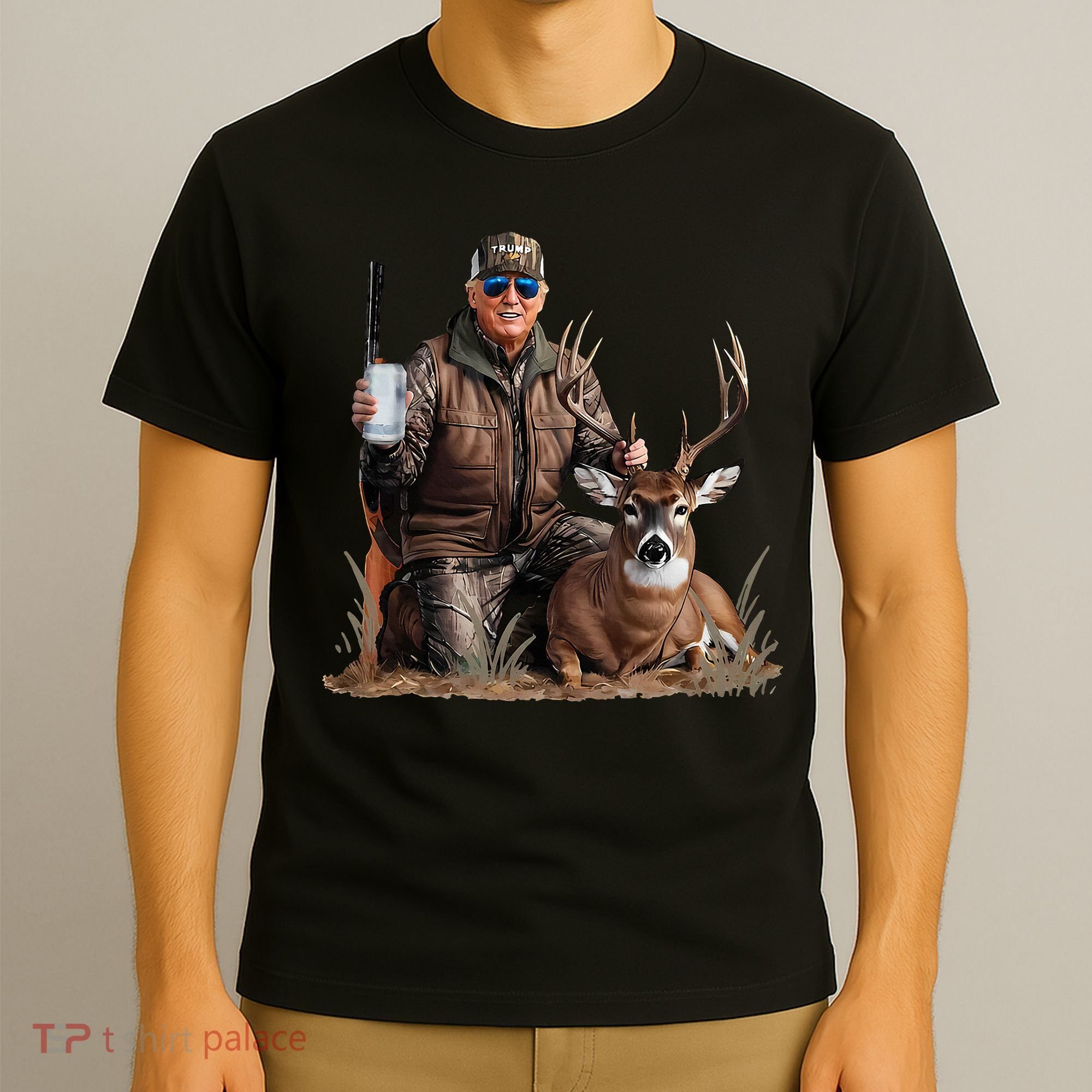 Trump Deer Hunting Donald Trump Old School Camouflage T-Shirt