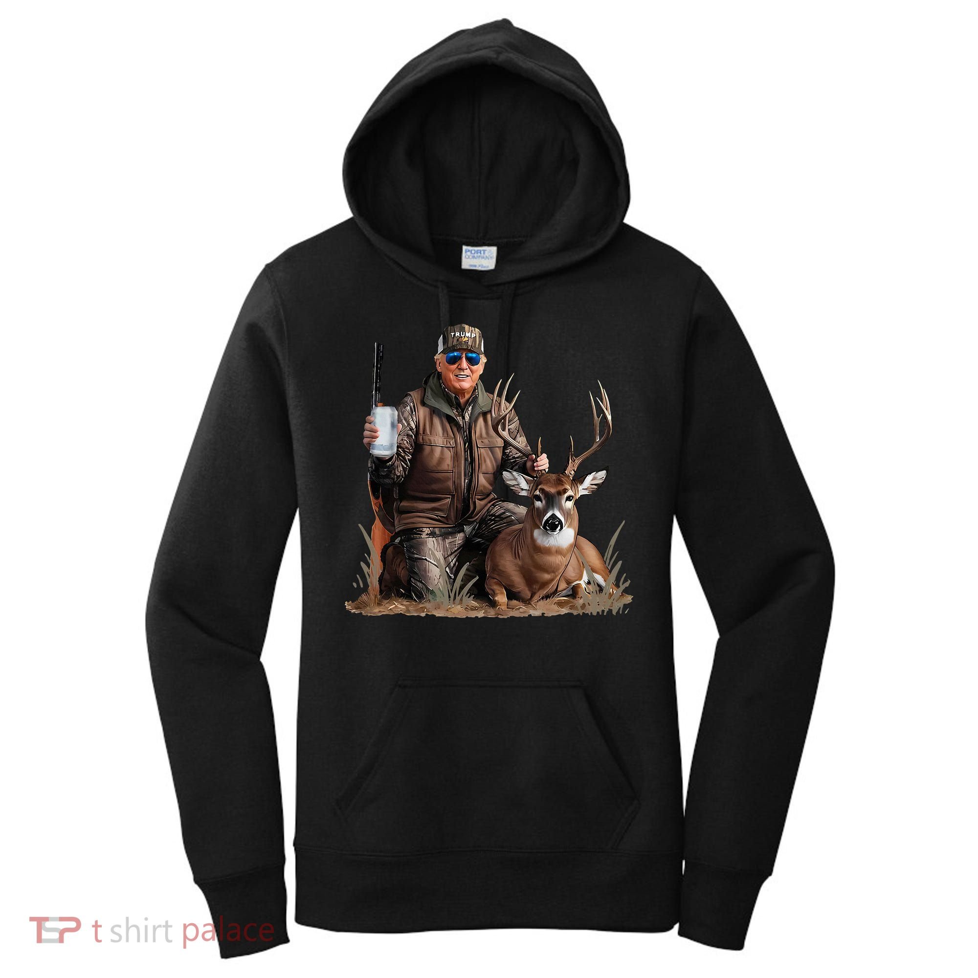 Trump Deer Hunting Donald Trump Old School Camouflage Women's Hoodie