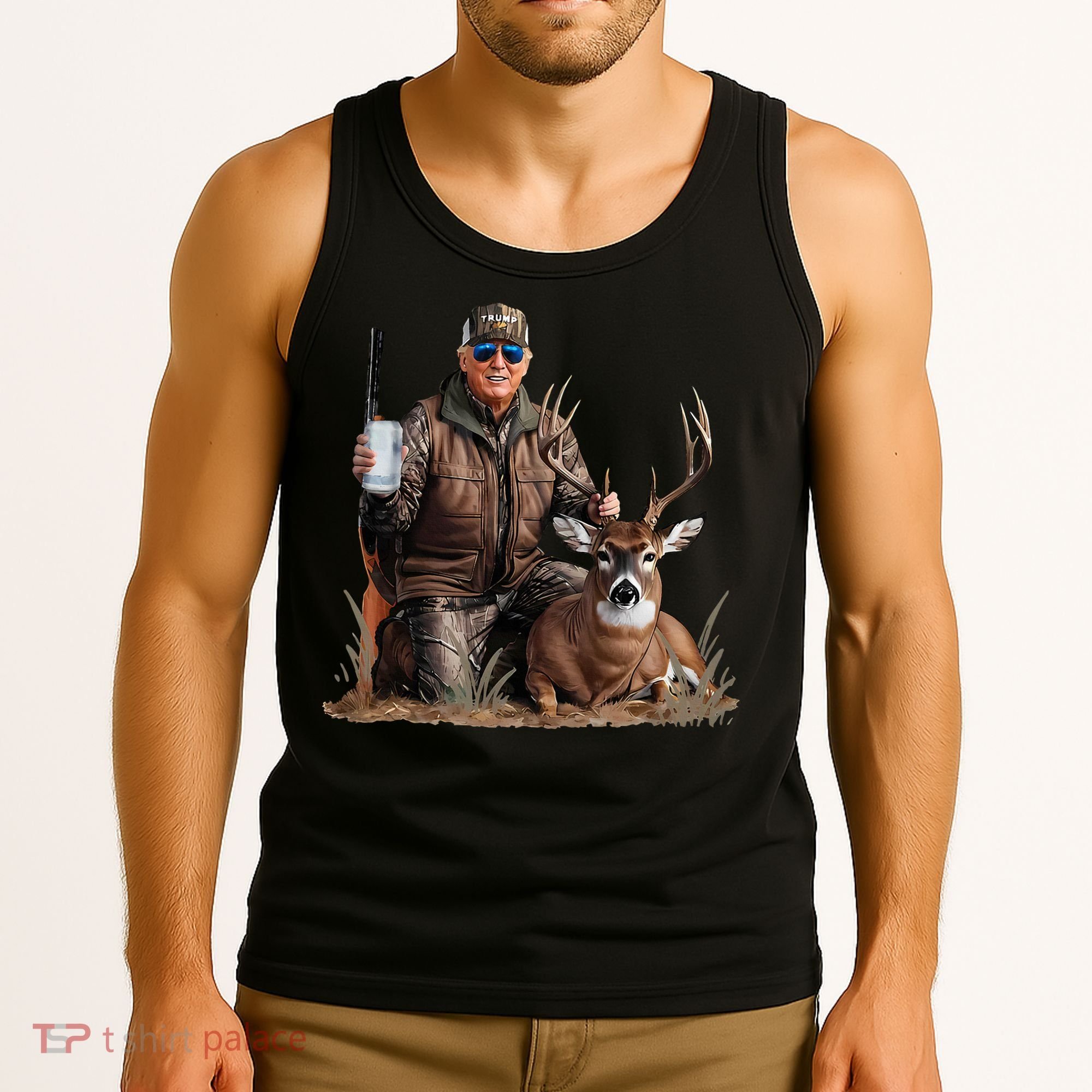 Trump Deer Hunting Donald Trump Old School Camouflage Tank Top