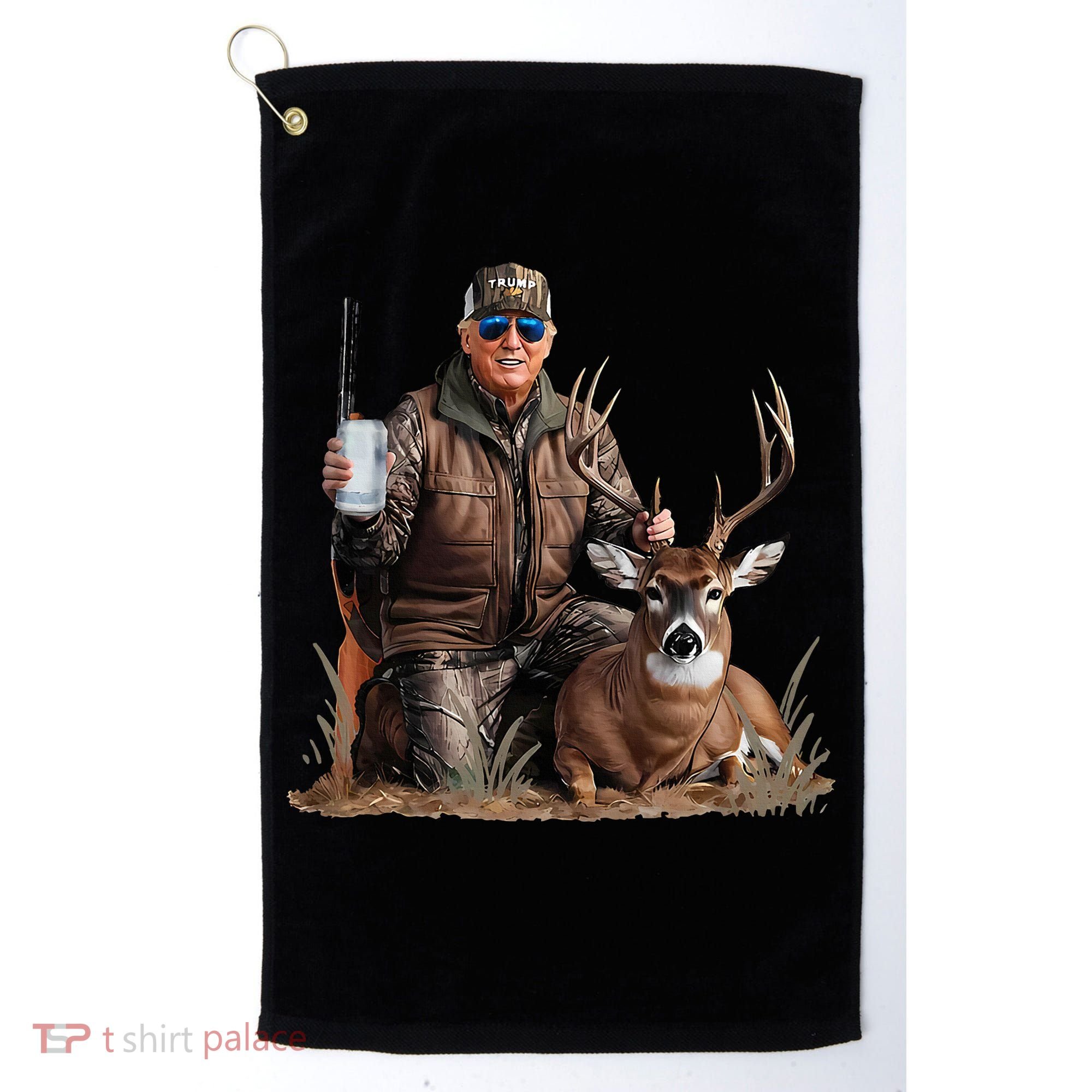 Trump Deer Hunting Donald Trump Old School Camouflage Golf Towel