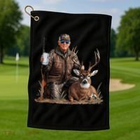Trump Deer Hunting Donald Trump Old School Camouflage Golf Towel thumb 1
