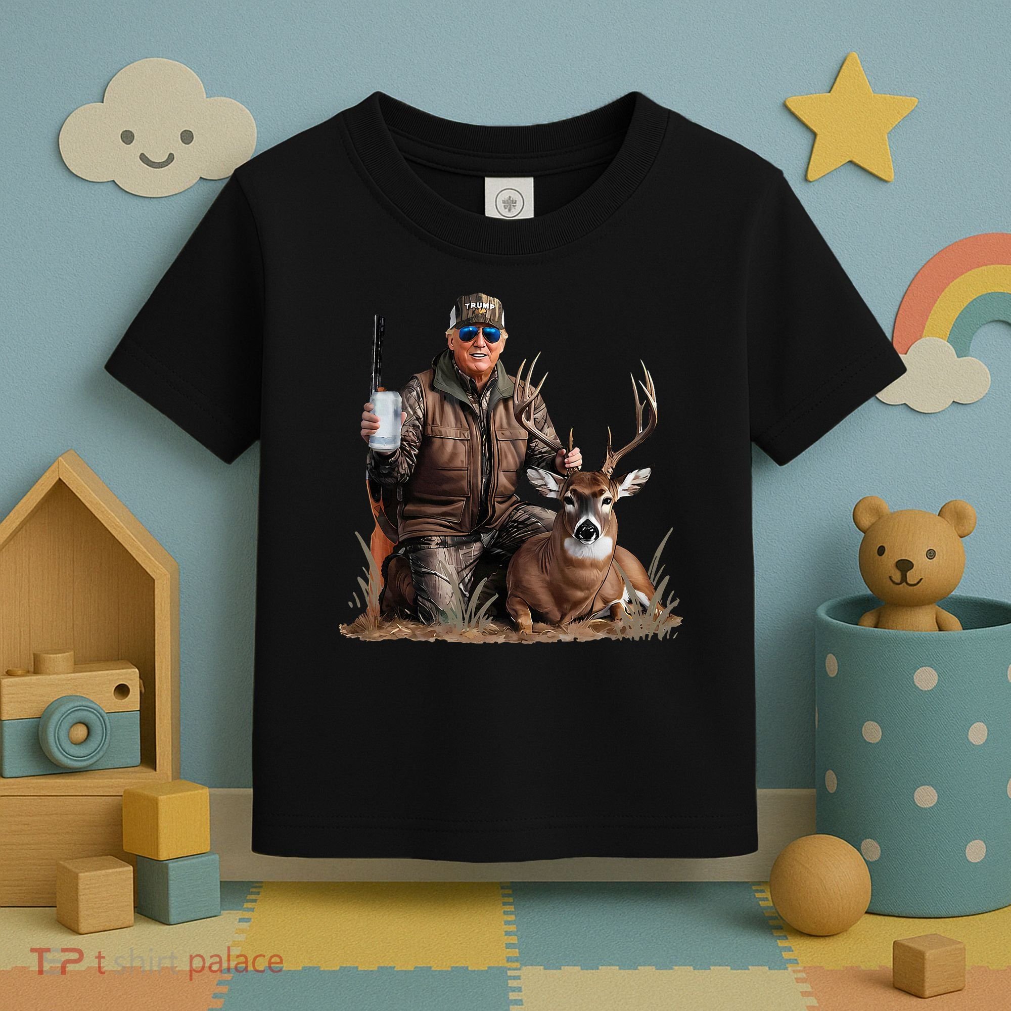Trump Deer Hunting Donald Trump Old School Camouflage Toddler T-Shirt