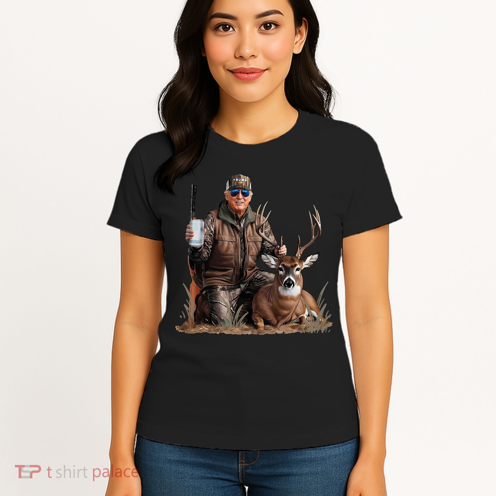 Trump Deer Hunting Donald Trump Old School Camouflage Women's T-Shirt