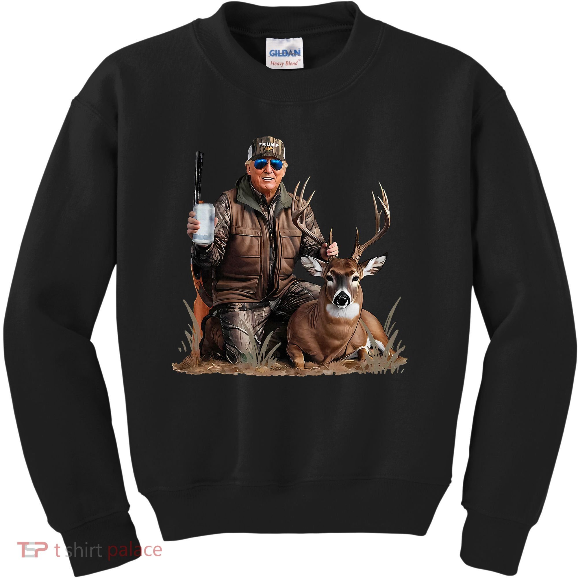 Trump Deer Hunting Donald Trump Old School Camouflage Kids Sweatshirt