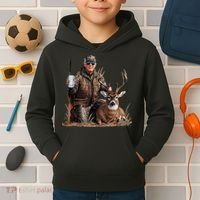 Trump Deer Hunting Donald Trump Old School Camouflage Kids Hoodie thumb 2