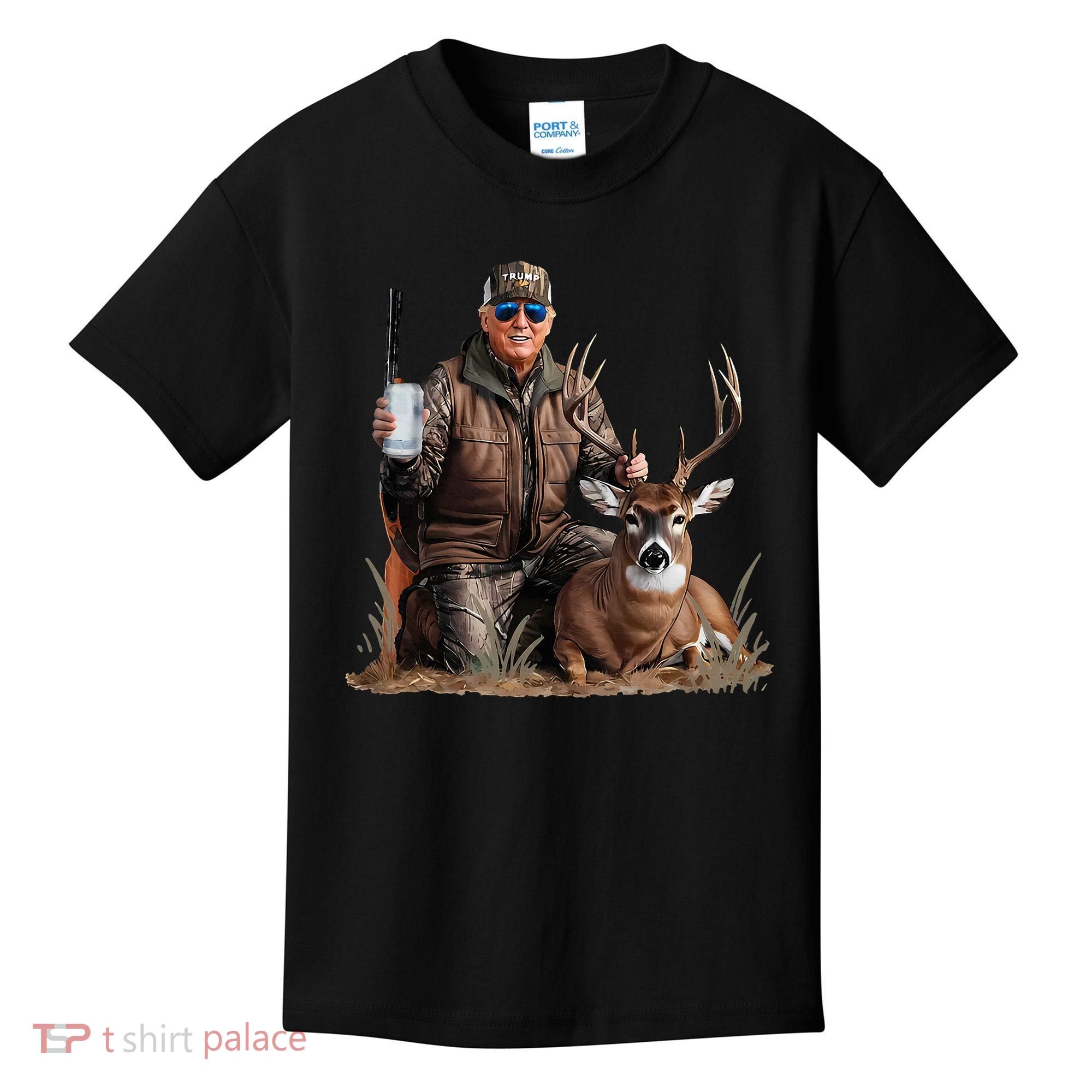 Trump Deer Hunting Donald Trump Old School Camouflage Kids T-Shirt