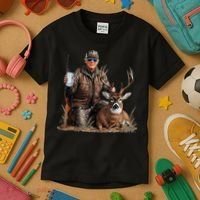 Trump Deer Hunting Donald Trump Old School Camouflage Kids T-Shirt thumb 3