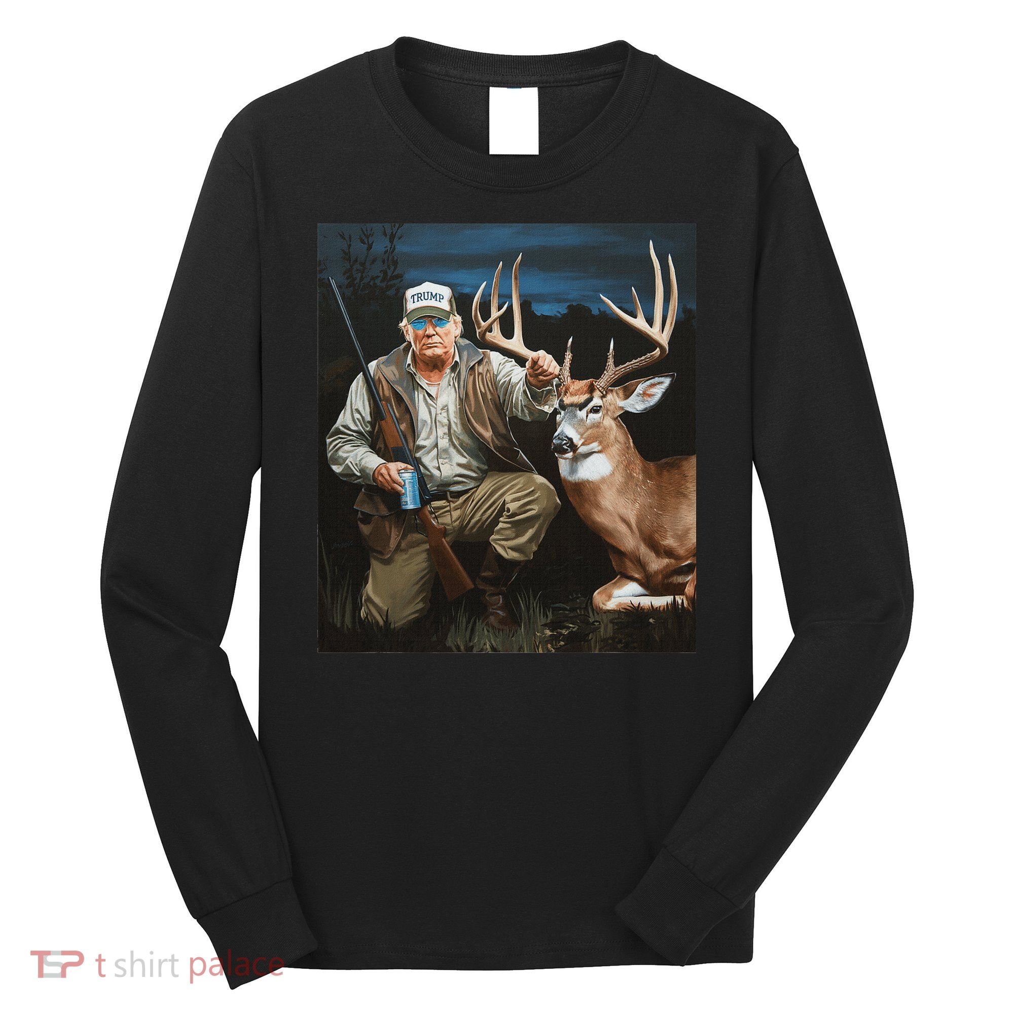 Trump Deer Hunting Donald Trump Old School Camouflage Long Sleeve Shirt