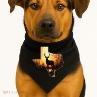 Texas Deer Hunter Forest Silhouette Texan Wildlife Lover  USA-Made Doggie Bandana thumb 1