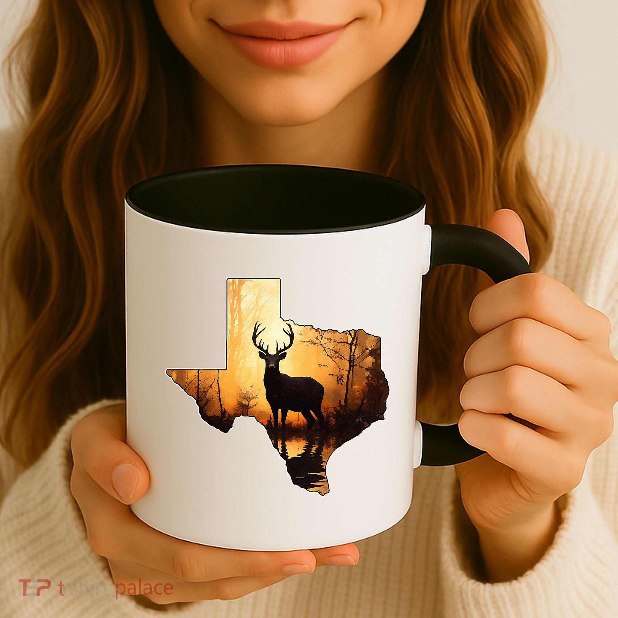 Texas Deer Hunter Forest Silhouette Texan Wildlife Lover  Coffee Mug