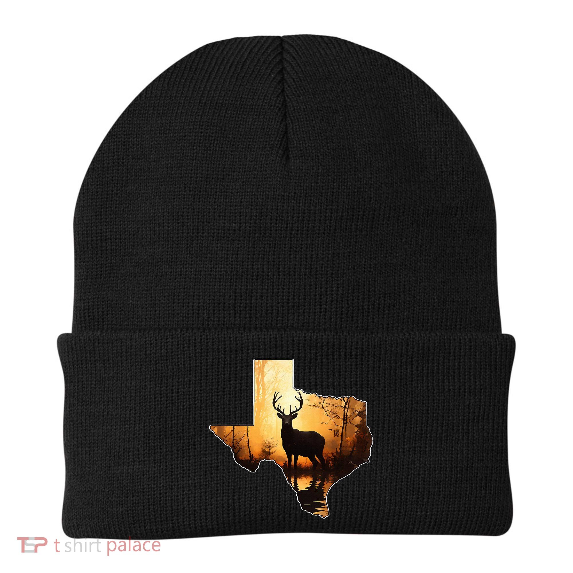Texas Deer Hunter Forest Silhouette Texan Wildlife Lover  Beanie