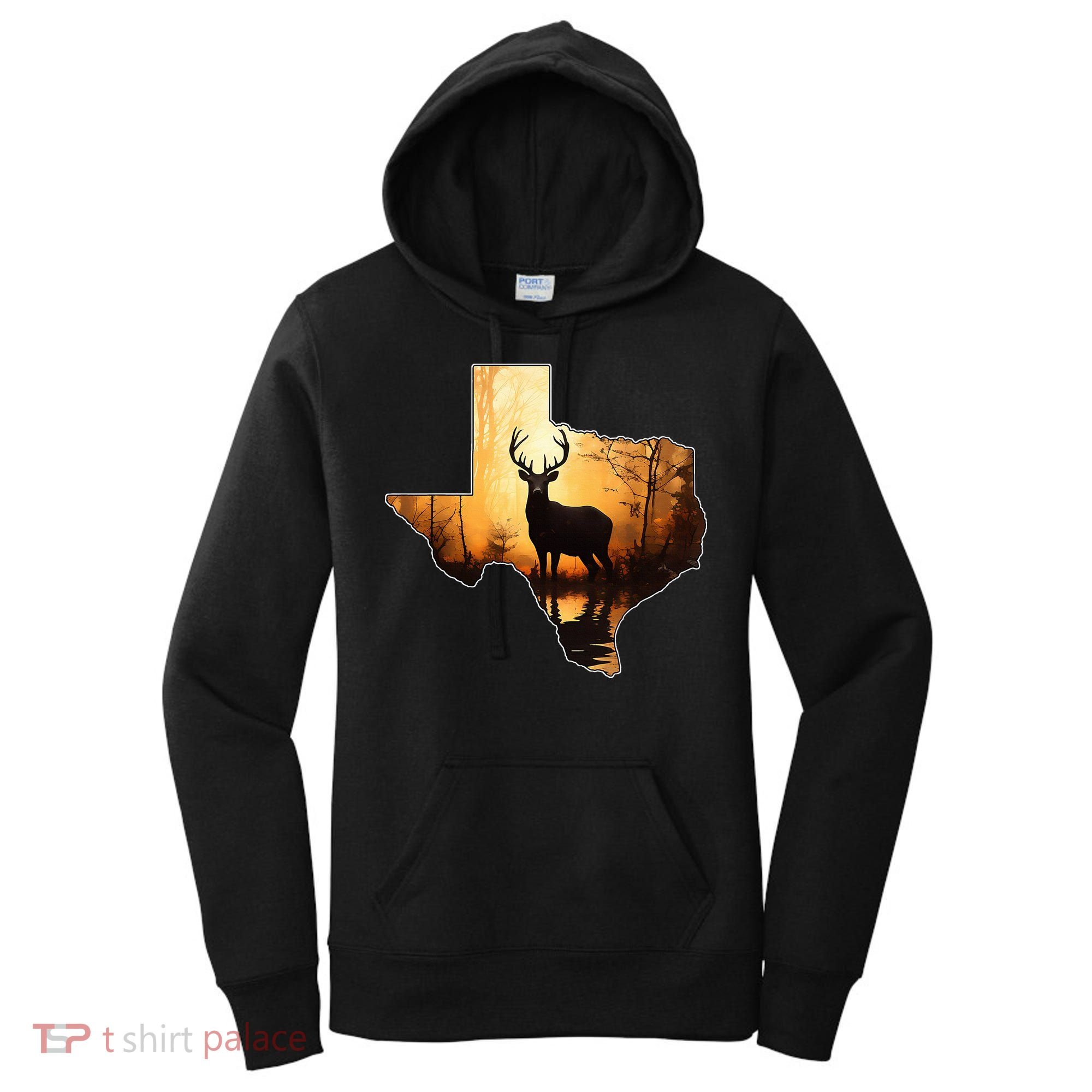 Texas Deer Hunter Forest Silhouette Texan Wildlife Lover  Women's Hoodie