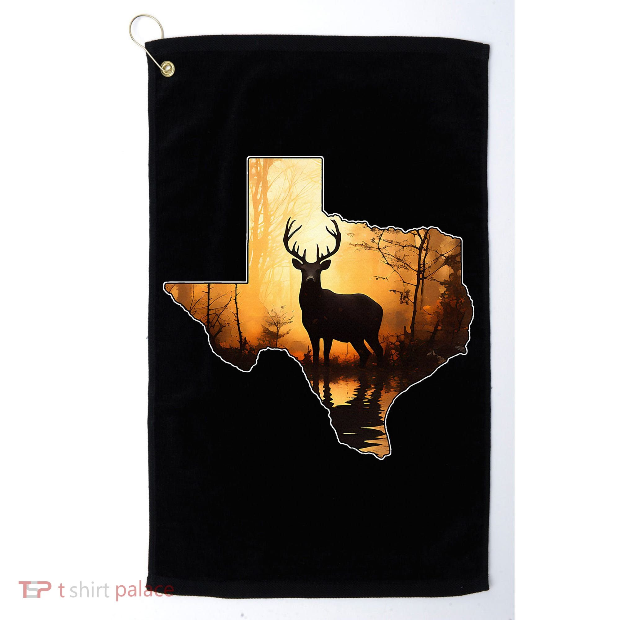 Texas Deer Hunter Forest Silhouette Texan Wildlife Lover  Golf Towel