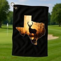 Texas Deer Hunter Forest Silhouette Texan Wildlife Lover  Golf Towel thumb 1