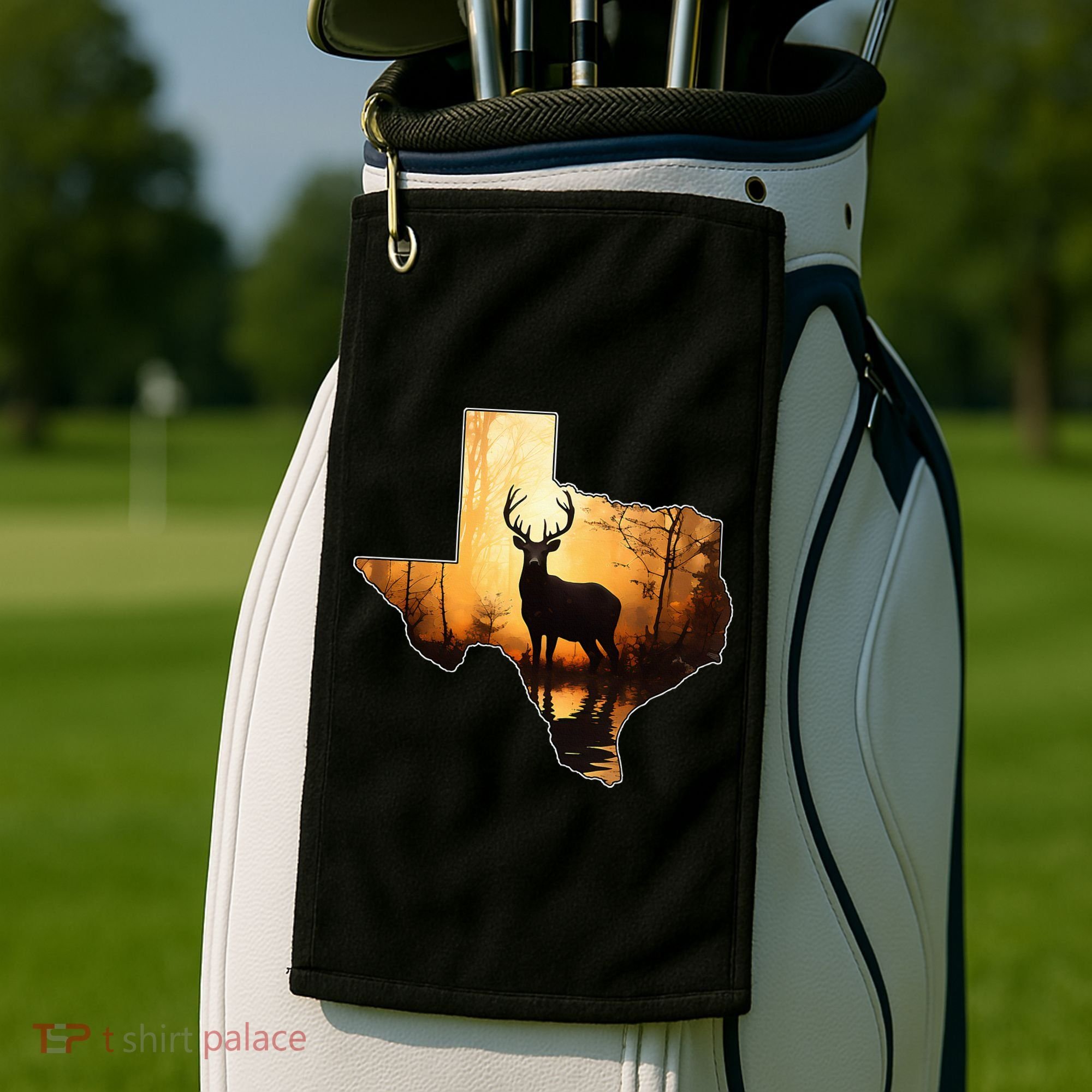 Texas Deer Hunter Forest Silhouette Texan Wildlife Lover  Golf Towel