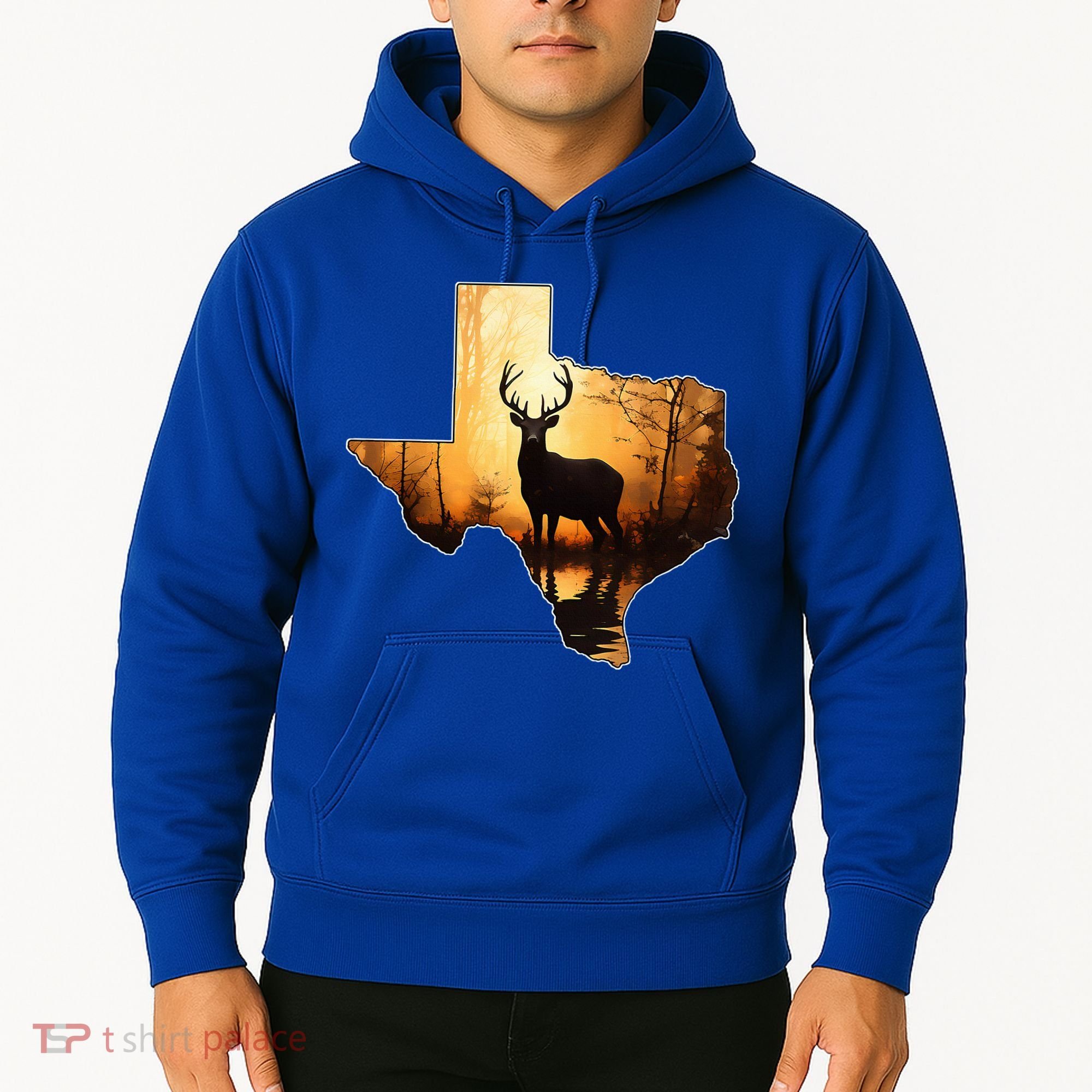 Texas Deer Hunter Forest Silhouette Texan Wildlife Lover  Hoodie