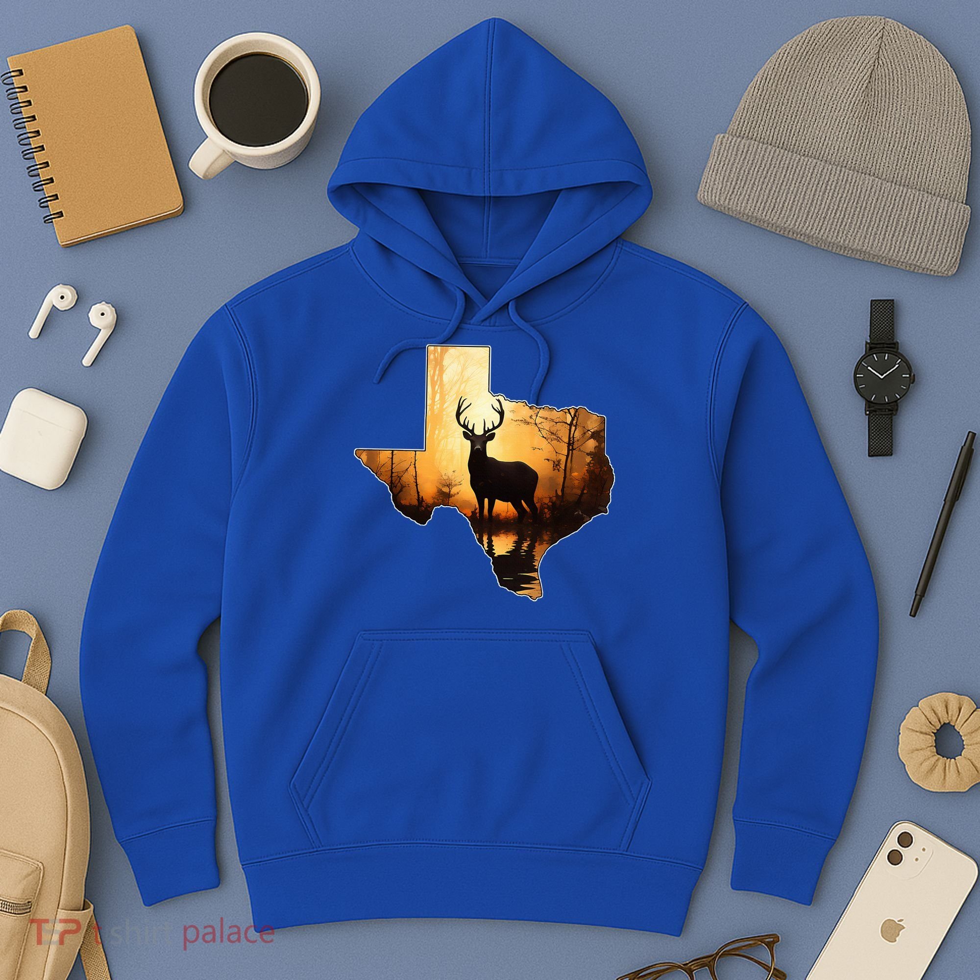 Texas Deer Hunter Forest Silhouette Texan Wildlife Lover  Hoodie