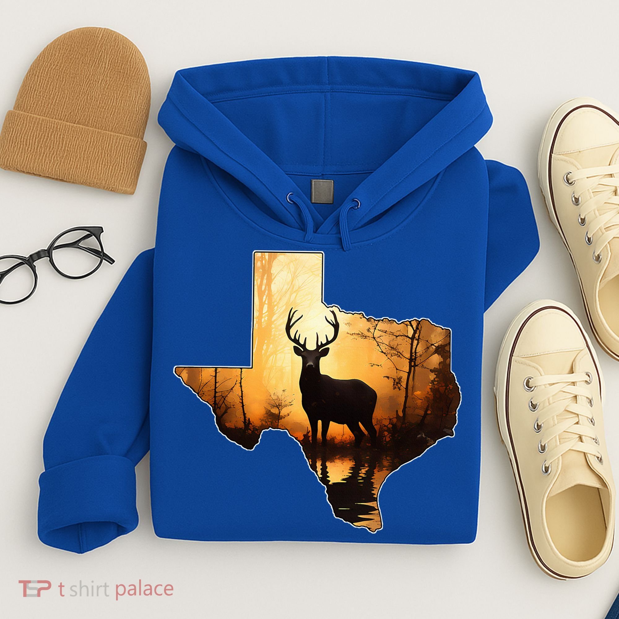 Texas Deer Hunter Forest Silhouette Texan Wildlife Lover  Hoodie