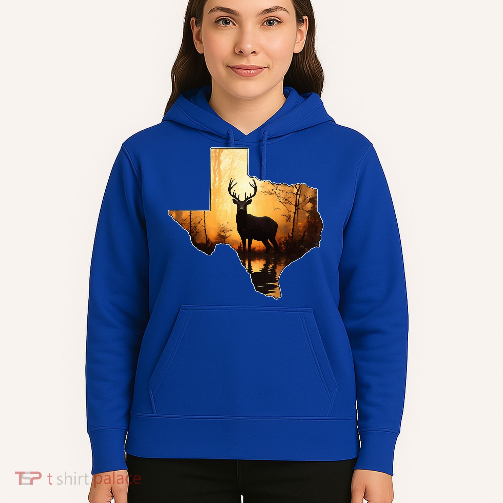 Texas Deer Hunter Forest Silhouette Texan Wildlife Lover  Hoodie