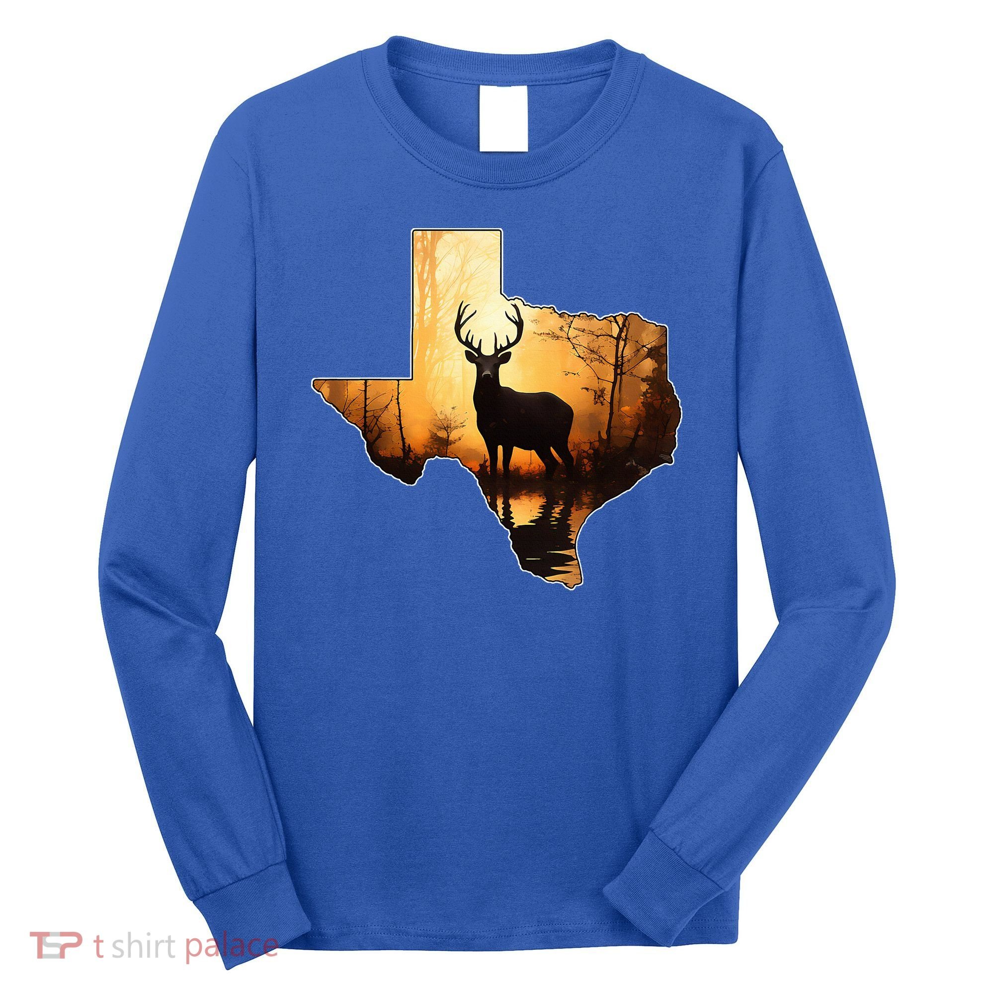 Texas Deer Hunter Forest Silhouette Texan Wildlife Lover  Long Sleeve Shirt