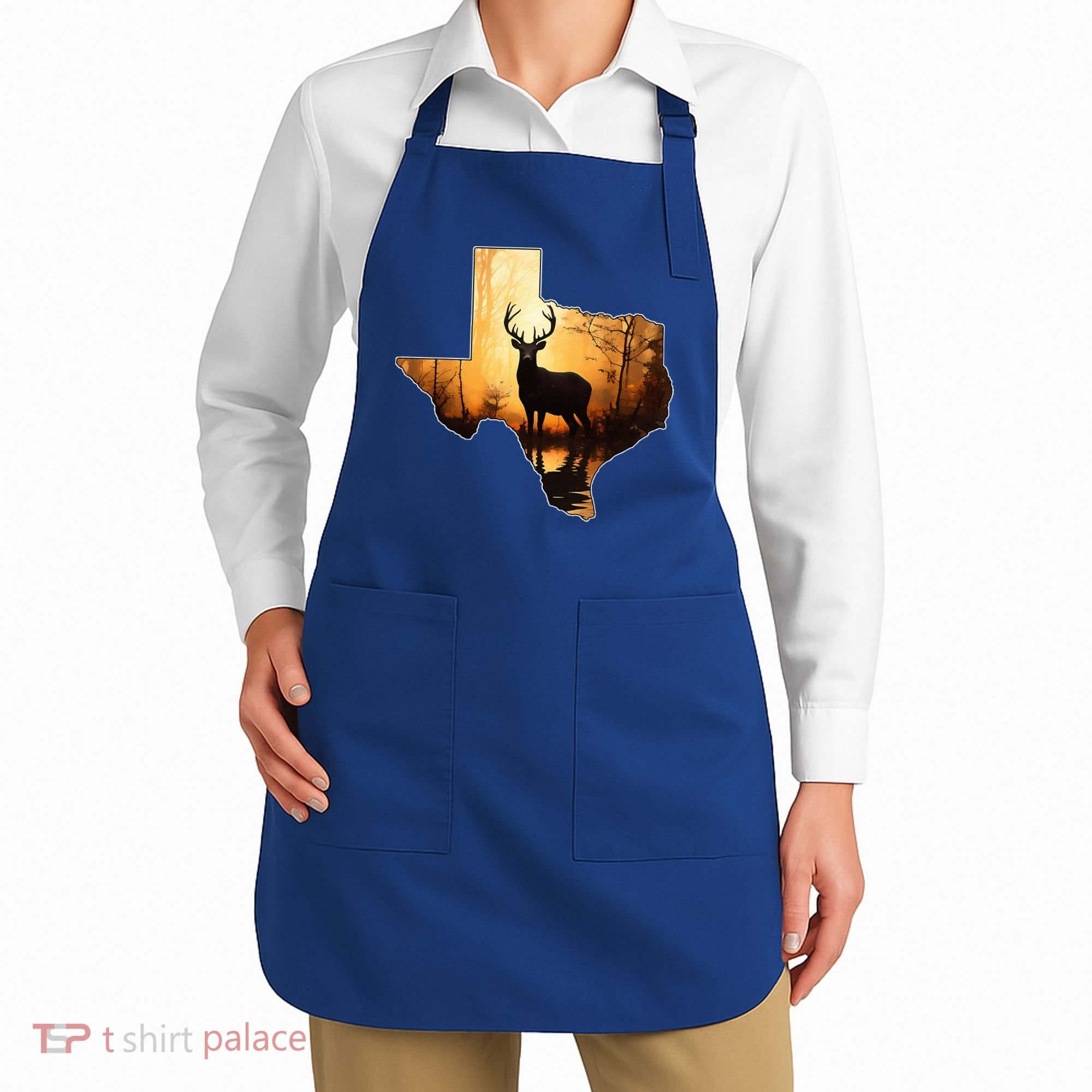 Texas Deer Hunter Forest Silhouette Texan Wildlife Lover  Apron