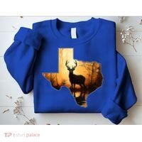 Texas Deer Hunter Forest Silhouette Texan Wildlife Lover  Sweatshirt thumb 2