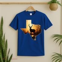 Texas Deer Hunter Forest Silhouette Texan Wildlife Lover  T-Shirt thumb 2
