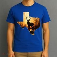 Texas Deer Hunter Forest Silhouette Texan Wildlife Lover  T-Shirt thumb 3