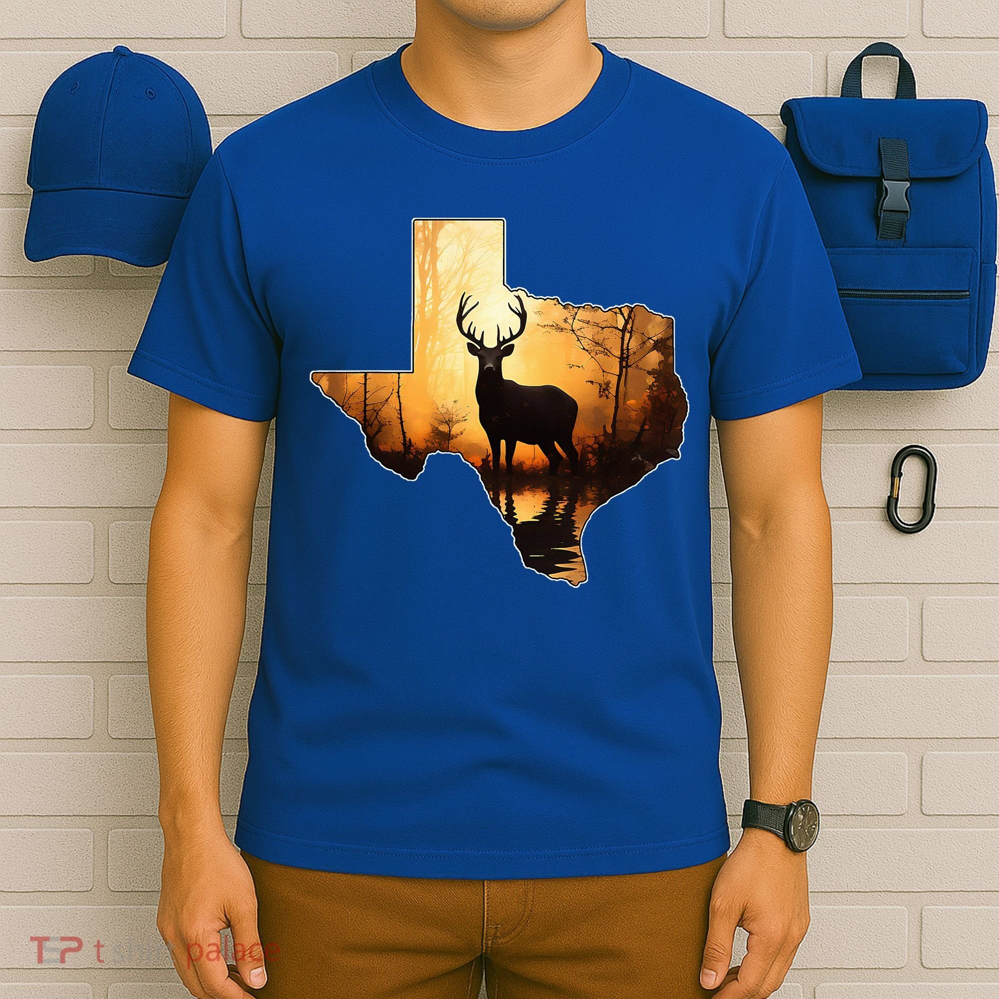 Texas Deer Hunter Forest Silhouette Texan Wildlife Lover  T-Shirt