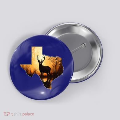 Texas Deer Hunter Forest Silhouette Texan Wildlife Lover  Button