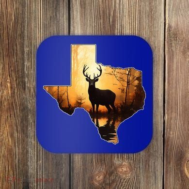 Texas Deer Hunter Forest Silhouette Texan Wildlife Lover  Coaster