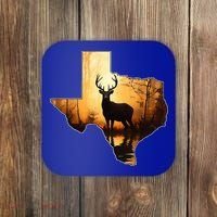 Texas Deer Hunter Forest Silhouette Texan Wildlife Lover  Coaster thumb 0
